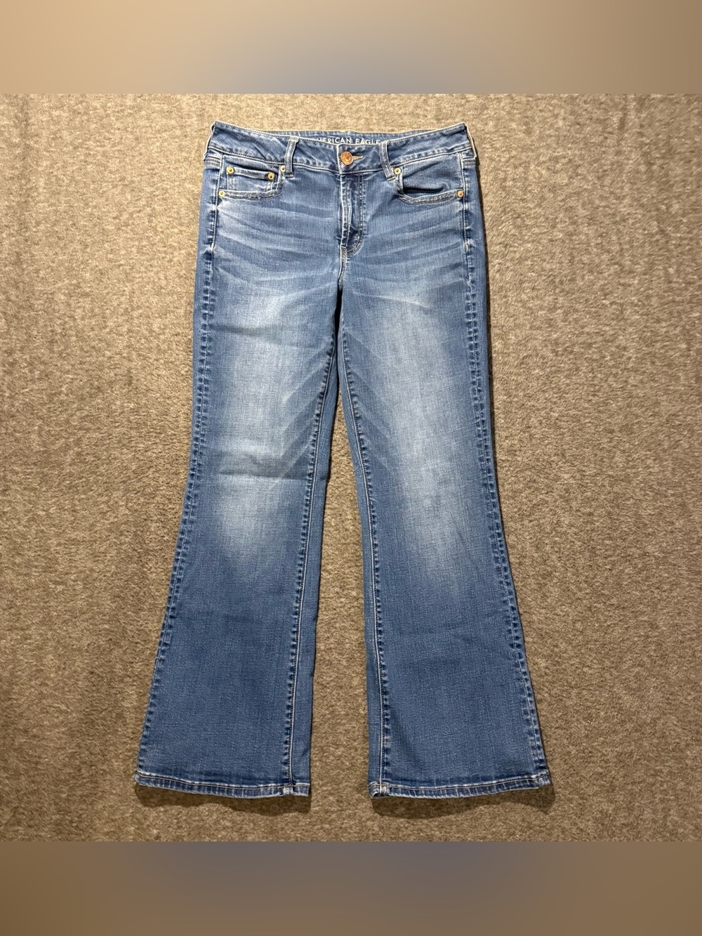 American Eagle Jeans Womens 10 Short (fit 30x28.5) Blue Favorite Boyfriend Flare